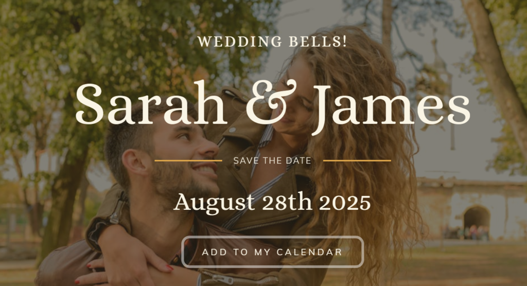 sarah and james wedding website image